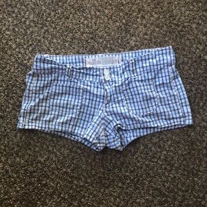 Blue and white plaid shorts. Hollister. Size 7.